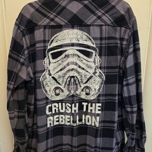 Disney Star Wars Black and White Plaid Shirt Empire XL